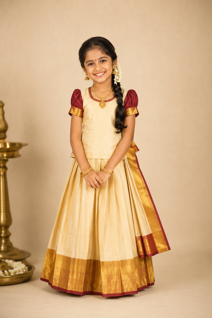 Kids Traditional Kerala Pattupavada Collection